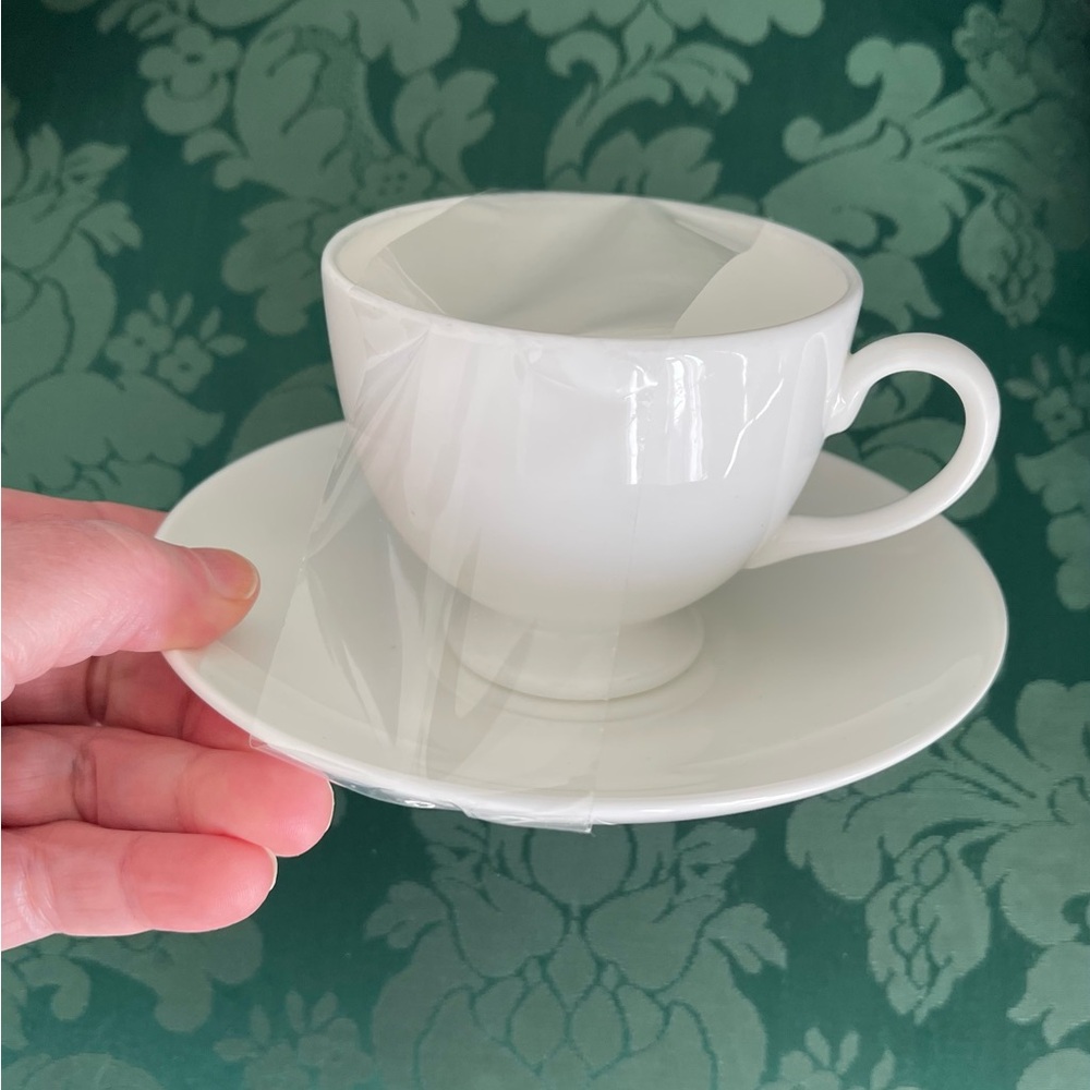 PRISTINE WEDGEWOOD WHITE BONE CHINA COFFE CUP & SAUCER FROM NEIMAN MARCUS